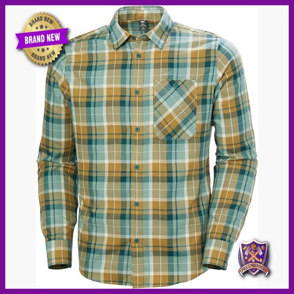 Men's Long Sleeve Flannel Button Down Shirt Soft Cotton Blend Regular Fit
